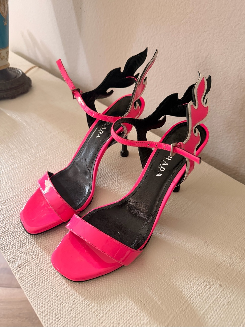 Prada Hot Pink Patent Leather Ankle-Strap Heels - Picture 2 of 7